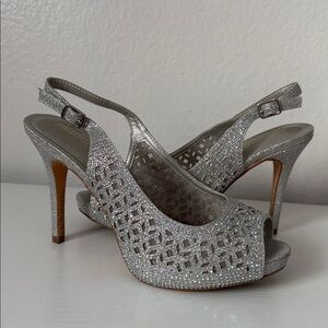 Sparkling Silver Slingback Heels
